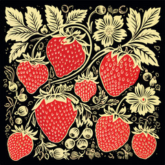 strawberry paisley pattern Illustration