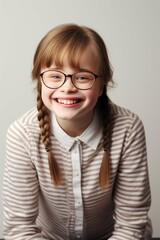 smiling girl with down syndrome, inclusion concept