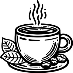 Coffee mug black and white icon