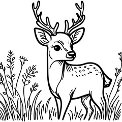 Deer black and white icon