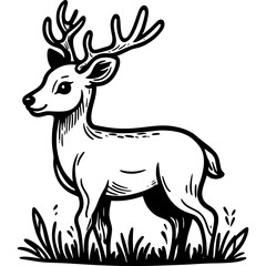 Deer black and white icon