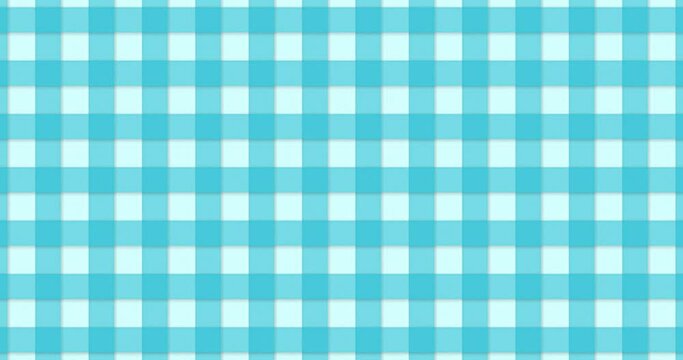 Seamless looped animated sky blue color check Gingham pattern moving left to right. Abstract flat motion graphics background.