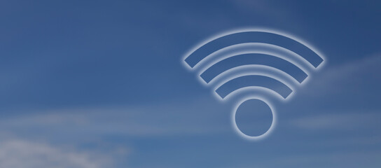 Wi-Fi symbol on blue sky background