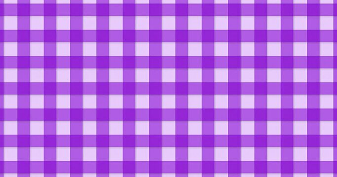 Animated Purple color check Gingham pattern moving left to right. Abstract flat motion graphics background.