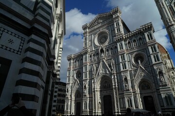Building facade of cathedral Santa Maria del Fiore in Florence