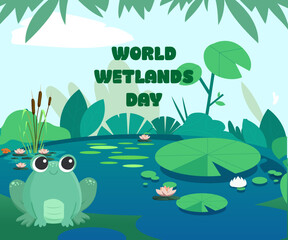 World Wetlands Day. February 2. Holiday concept. Template for background, banner, card, poster with text inscription.