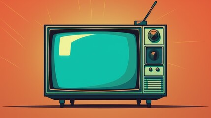 Classic old TV depicted in a simplistic cartoon illustration with a clean background, capturing the nostalgic charm of vintage television sets.