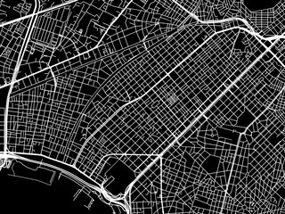 Vector road map of the city of Kallithea in Greece with white roads on a black background.