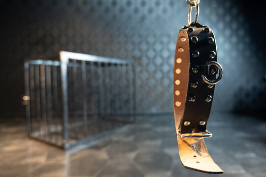 拘束具と檻　ゴシック風の部屋で　Cage and restraints in a gothic style room