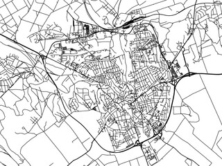Vector road map of the city of Veszprem in Hungary with black roads on a white background.