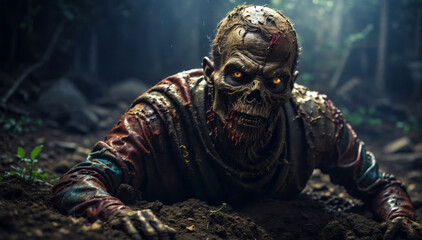 A zombie is stuck in a mud hole.