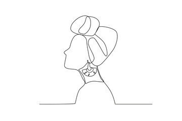 A woman wearing traditional African clothing. Black history month one-line drawing