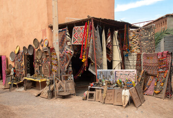 Traditional moroccan souvenirs market in Ait Ben Haddou, Morocco