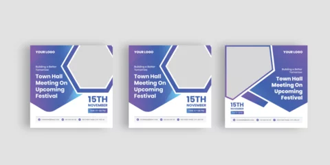 Deurstickers Set of Town hall meeting social media templates, city hall template bundle, vector illustration eps 10 © thedesignsource