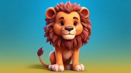 A drawn cute cartoon lion full body.Generative AI