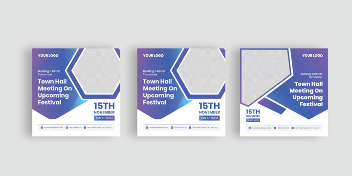 Set of Town hall meeting social media templates, city hall template bundle, vector illustration eps 10