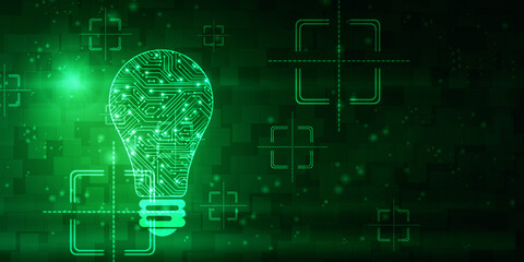 
2d illustration bulb future technology, innovation background, creative idea concept 