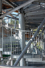 Spiral metal stairs on the lookout tower