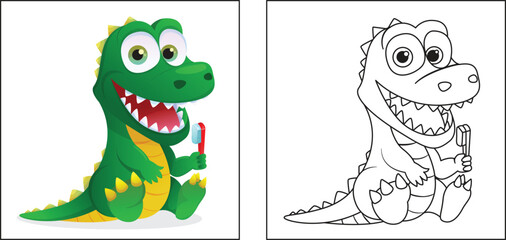 cute crocodile with a smile toothbrush