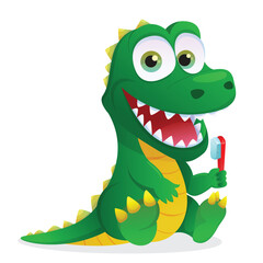cute crocodile with a smile toothbrush