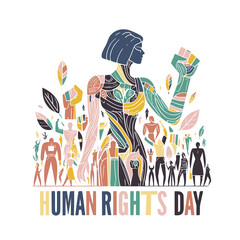 Culture of Inclusion: Diverse Faces for Human Rights Day, December 10 Celebration, Editable Concept illustration Vector