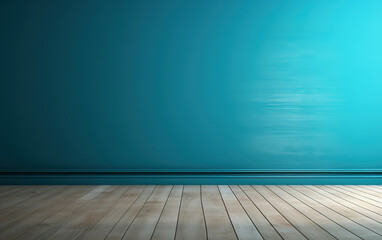 Fondo de pared azul con sombras y luces de ventana y suelo de madera. 