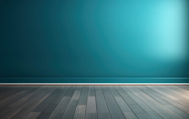 Fondo de pared azul con sombras y luces de ventana y suelo de madera. 