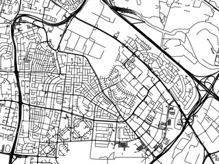 Fototapeta na wymiar Vector road map of the city of Holon in Israel with black roads on a white background.