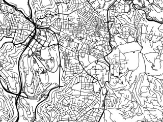 Naklejka premium Vector road map of the city of Jerusalem Center in Israel with black roads on a white background.