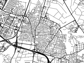 Vector road map of the city of Rishon LeZion in Israel with black roads on a white background.