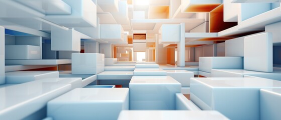 White abstract geometric 3d composition.