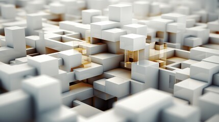White abstract 3d cube composition.