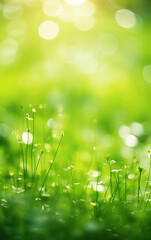 Hermoso campo de pradera con hierba fresca y flores  en la naturaleza. Paisaje natural perfecto de primavera de verano.