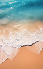 Fototapeta na wymiar Imagen de olas llegando a la orilla de una playa tropical paradisiaca y turquesa. Vertical y horizontal. 