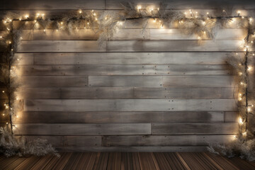 A Rustic Illumination: Wooden Wall Adorned with Ambient Lights