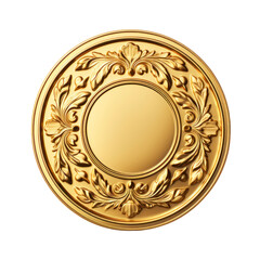 gold medallion on a transparent background.