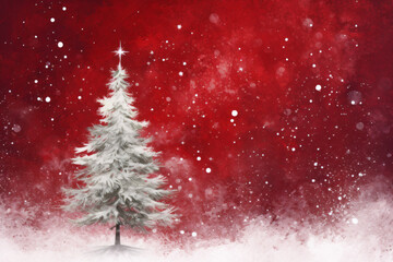 Naklejka premium Snowy Serenity: A Majestic Christmas Tree Glistening in Winter's Embrace