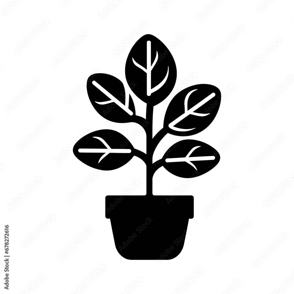 Sticker Ficus Lyrata Icon - Simple Vector Illustration