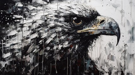 Black And White Painting Hawks