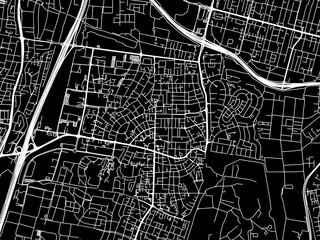 Vector road map of the city of Herzliya in Israel with white roads on a black background.