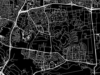 Vector road map of the city of Kiryat Ono in Israel with white roads on a black background.
