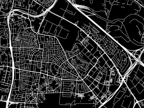 Vector road map of the city of Holon in Israel with white roads on a black background.