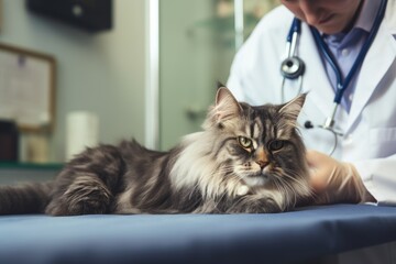 Professional Veterinarian Conducting a Health Check on a Domestic Cat