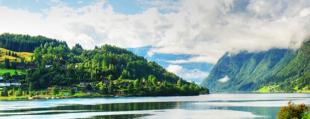  The Hardanger Fjord is the fifth longest fjord in the world, and the second longest fjord in Norway. - obrazy, fototapety, plakaty