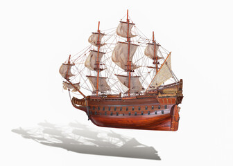 ship Wooden junk an ancient sacred object for prosperity Ancient sailing ships were made of wood...