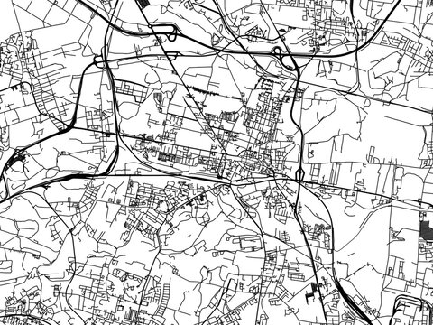 Vector road map of the city of Bytom in Poland with black roads on a white background.