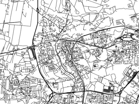 Vector road map of the city of Bedzin in Poland with black roads on a white background.