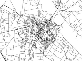 Vector road map of the city of Lomza in Poland with black roads on a white background.