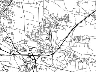 Vector road map of the city of Piekary Slaskie in Poland with black roads on a white background.