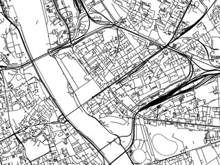 Vector road map of the city of Praga Polnoc in Poland with black roads on a white background.